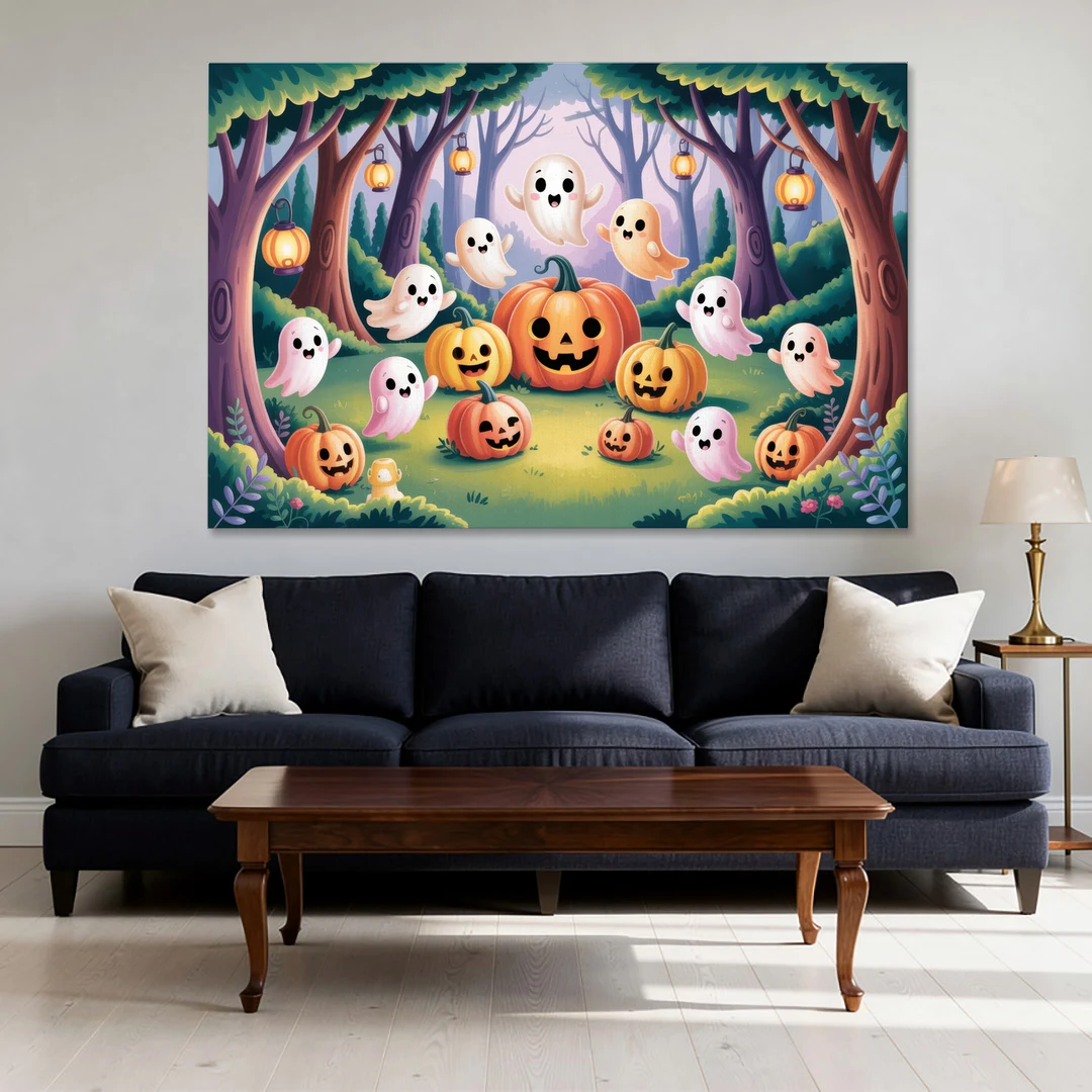Enchanted Forest Cute Halloween - Canvas Wall Art - Sofa - 60x40