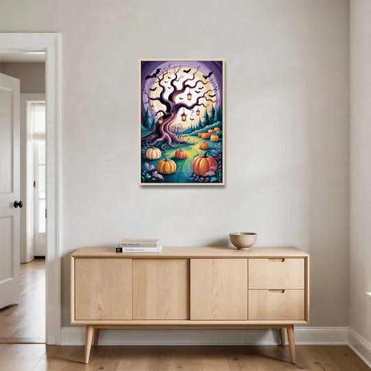 Enchanted Night Mystical Halloween - Oak Framed Canvas Wall Art - Coffee Table - 24x36