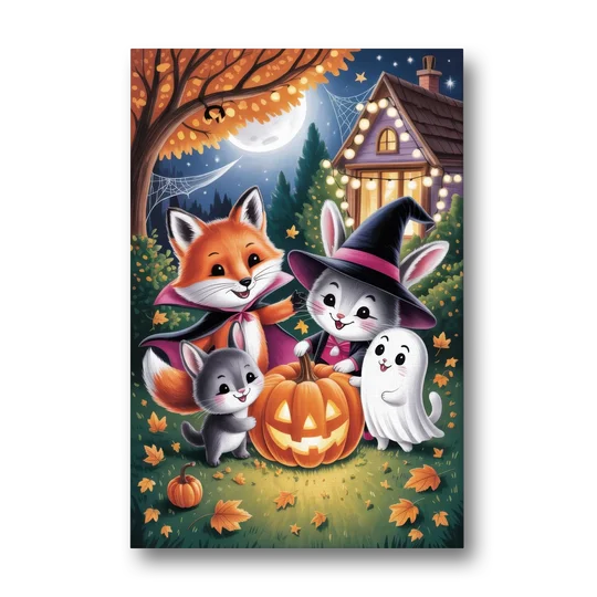 Enchanting Animals Festivity Cute Halloween - Canvas Wall Art - Front