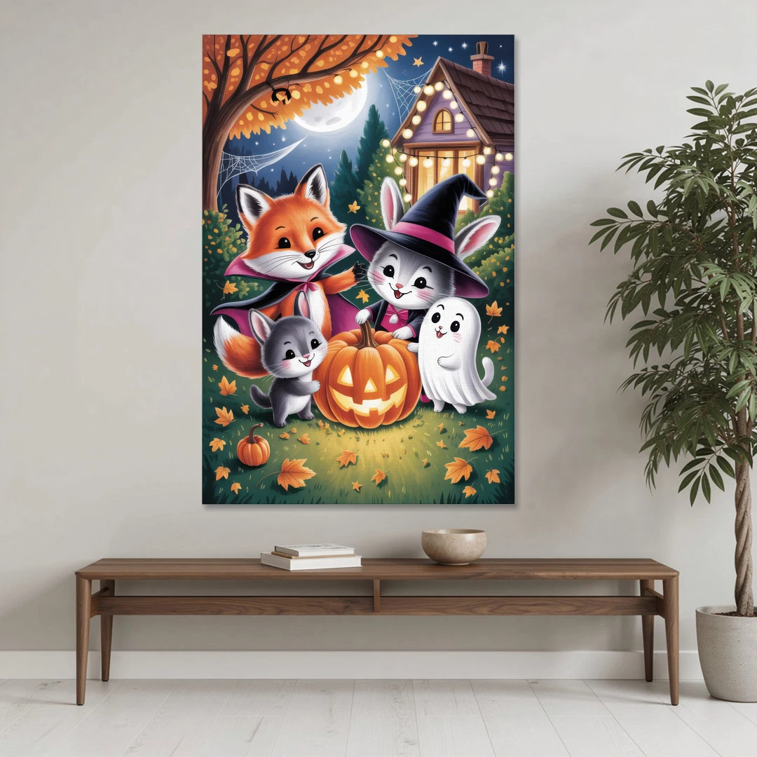 Enchanting Animals Festivity Cute Halloween - Canvas Wall Art - Coffee Table - 40x60