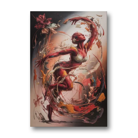 Energetic Harmony Red Abstract - Canvas Wall Art - Front