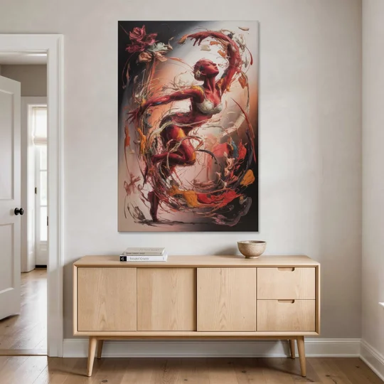 Energetic Harmony Red Abstract - Canvas Wall Art - Coffee Table - 40x60