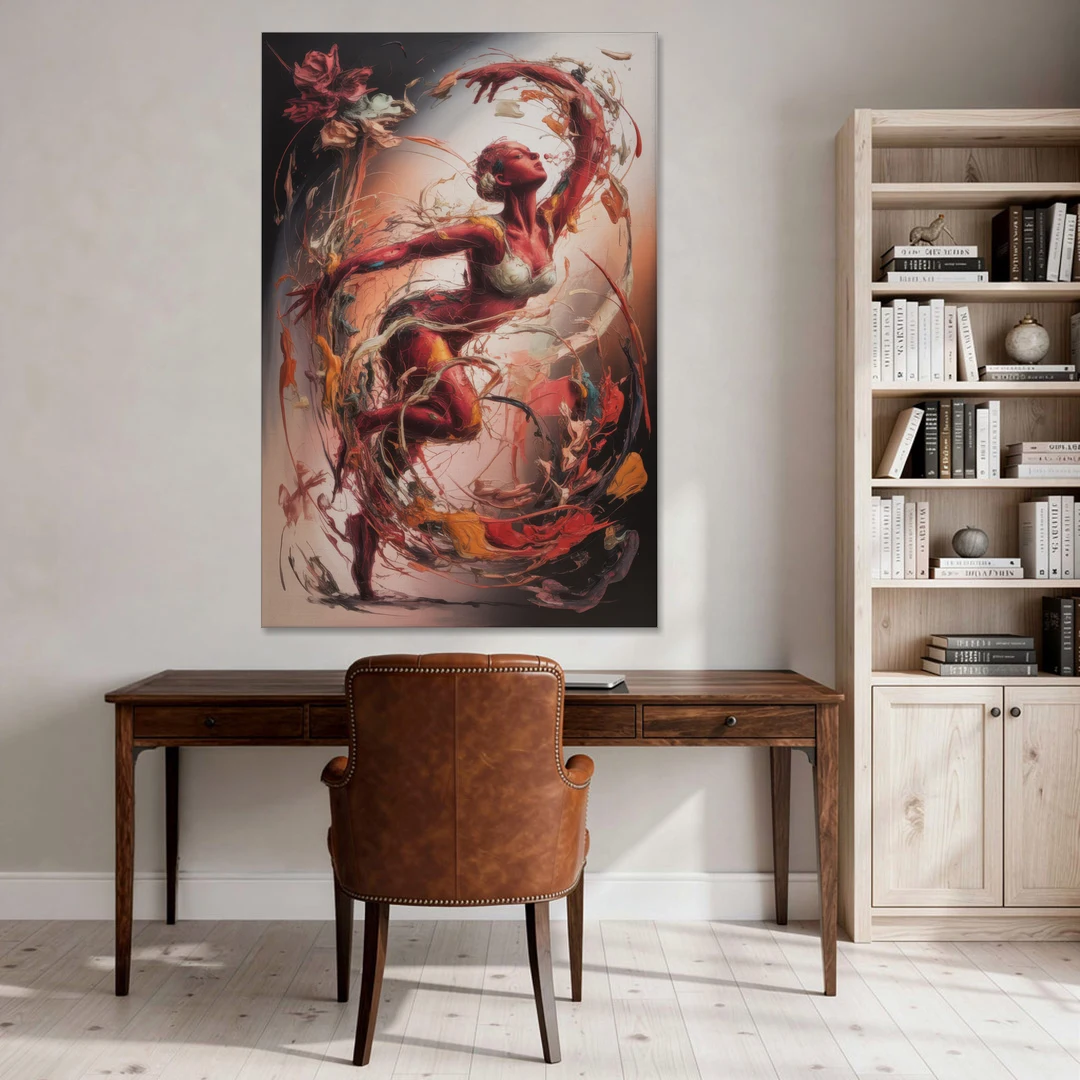 Energetic Harmony Red Abstract - Canvas Wall Art - Office - 40x60