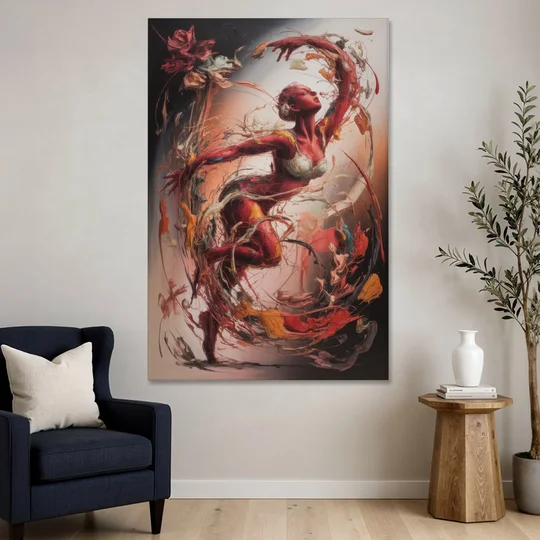Energetic Harmony Red Abstract - Canvas Wall Art - Sofa - 40x60