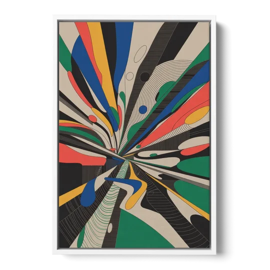 Energetic Layers of Colorful Abstract - White Framed Canvas Wall Art - Front