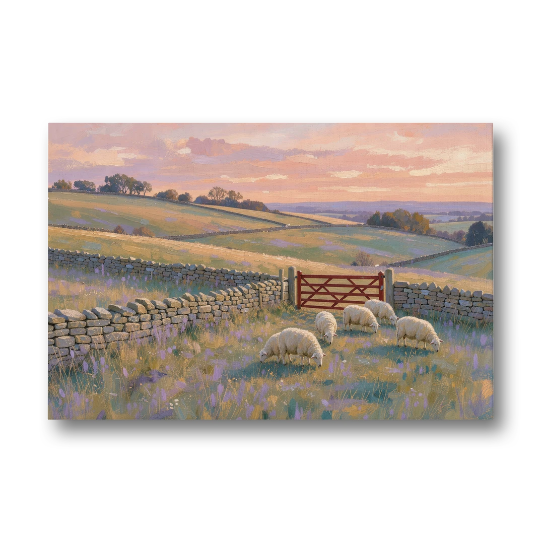 English Countryside Wall Art of a Red Field Gate - Canvas Wall Art - Front