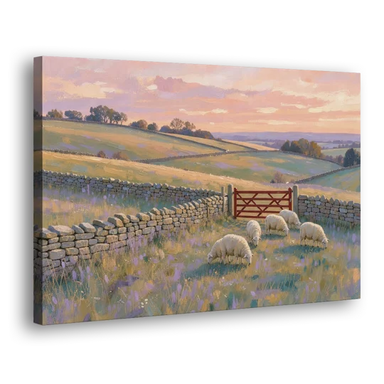 English Countryside Wall Art of a Red Field Gate - Canvas Wall Art - Side