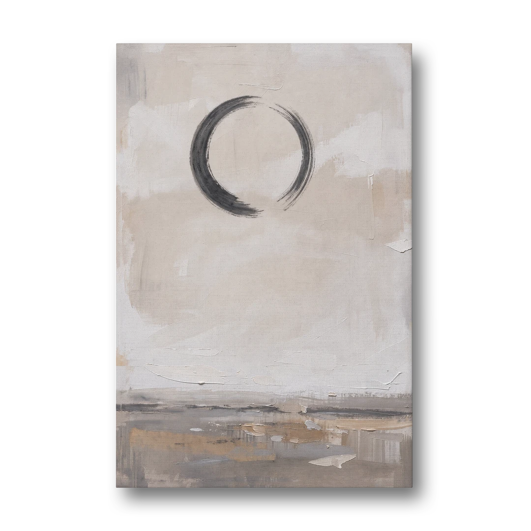 Enso Circle Painting Over Warm Sand - Canvas Wall Art - Front