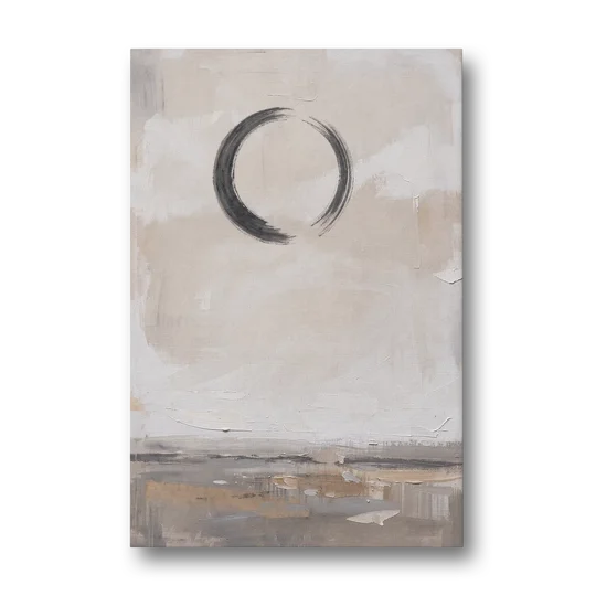 Enso Circle Painting Over Warm Sand - Canvas Wall Art - Front