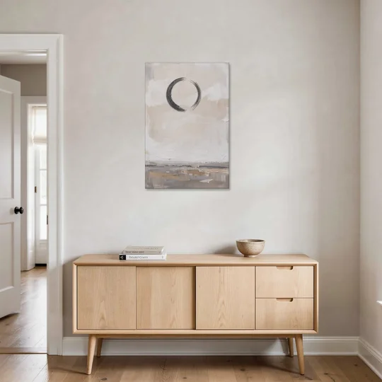Enso Circle Painting Over Warm Sand - Canvas Wall Art - Coffee Table - 24x36