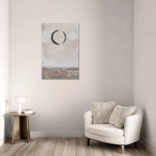 Enso Circle Painting Over Warm Sand - Canvas Wall Art - Sofa - 24x36