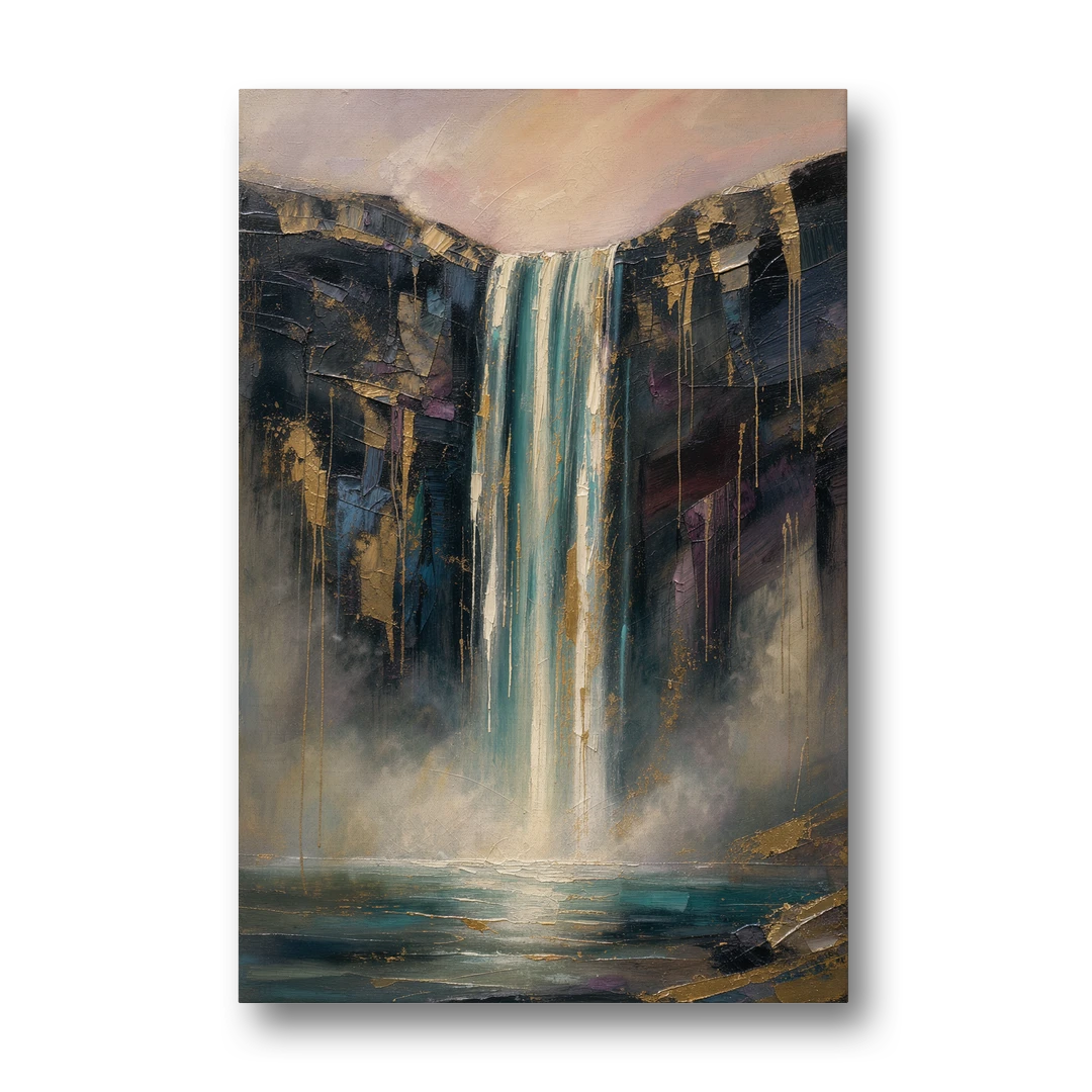 Entryway Wall Art with a Teal Waterfall - Canvas Wall Art - Front