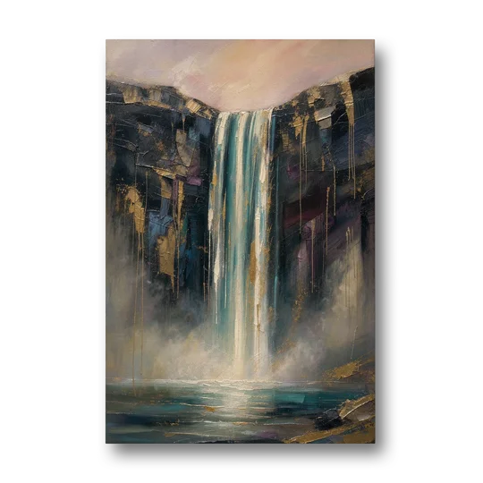 Entryway Wall Art with a Teal Waterfall - Canvas Wall Art - Front