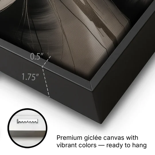 Entwined Elegance Black and Grey Abstract - Black Framed Canvas Wall Art - Gallery Wrap Corner