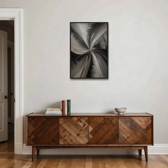 Entwined Elegance Black and Grey Abstract - Black Framed Canvas Wall Art - Coffee Table - 24x36
