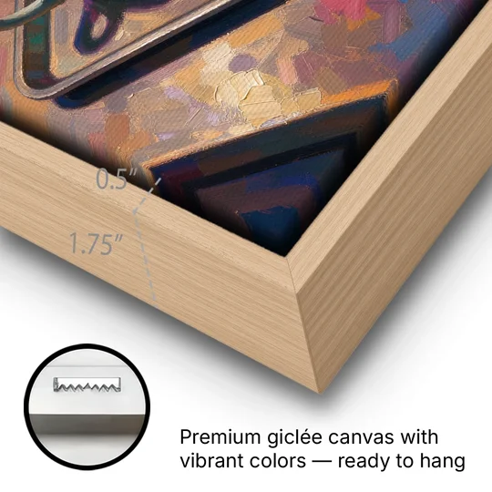 Espresso and Amaretti Coffee Tray - Oak Framed Canvas Wall Art - Gallery Wrap Corner