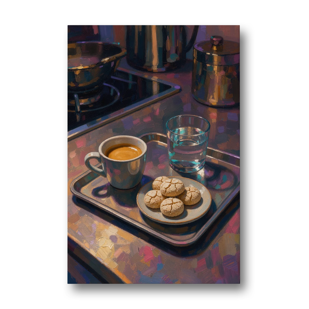 Espresso and Amaretti Coffee Tray - Canvas Wall Art - Front