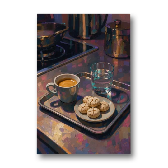 Espresso and Amaretti Coffee Tray - Canvas Wall Art - Front
