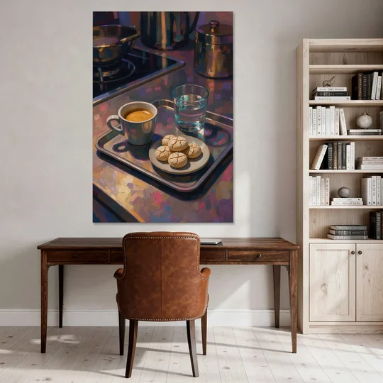 Espresso and Amaretti Coffee Tray - Canvas Wall Art - Office - 40x60