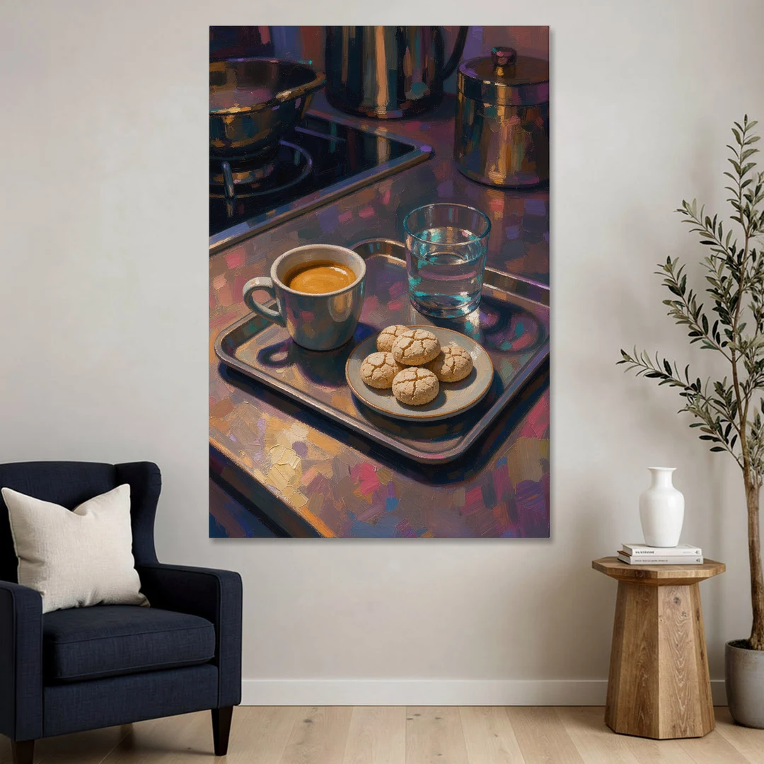 Espresso and Amaretti Coffee Tray - Canvas Wall Art - Sofa - 40x60