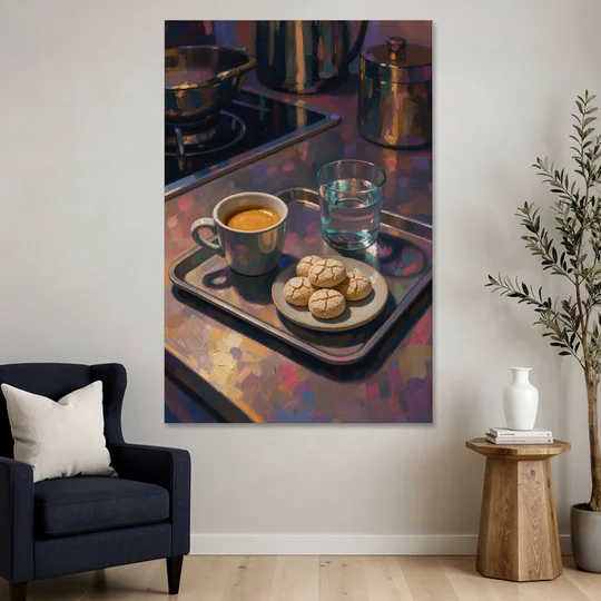 Espresso and Amaretti Coffee Tray - Canvas Wall Art - Sofa - 40x60