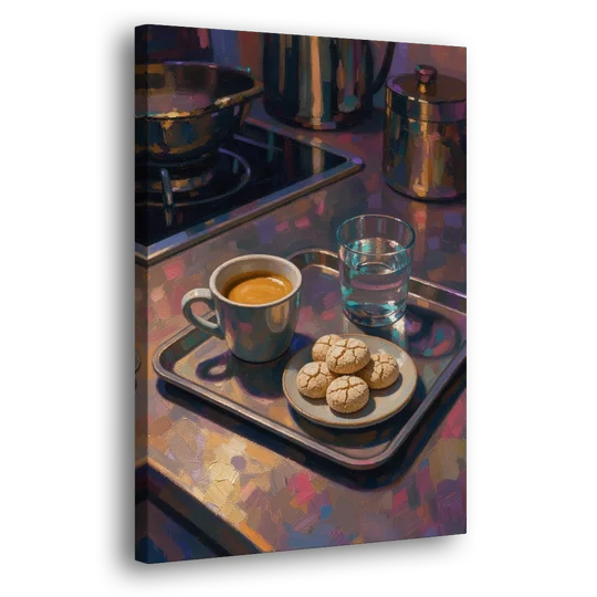 Espresso and Amaretti Coffee Tray - Canvas Wall Art - Side