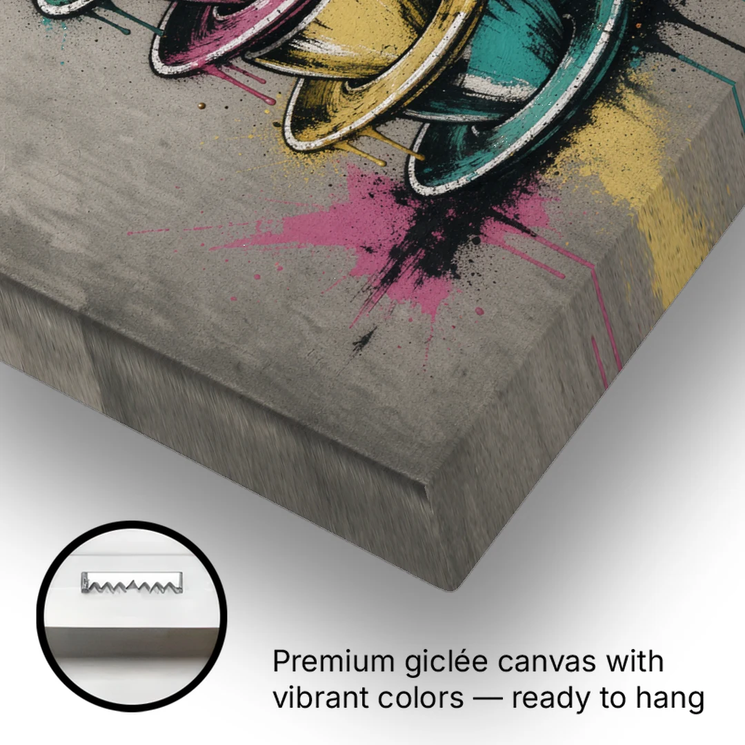 Street Art Espresso Cup Tower Splash - Canvas Wall Art - Gallery Wrap Corner