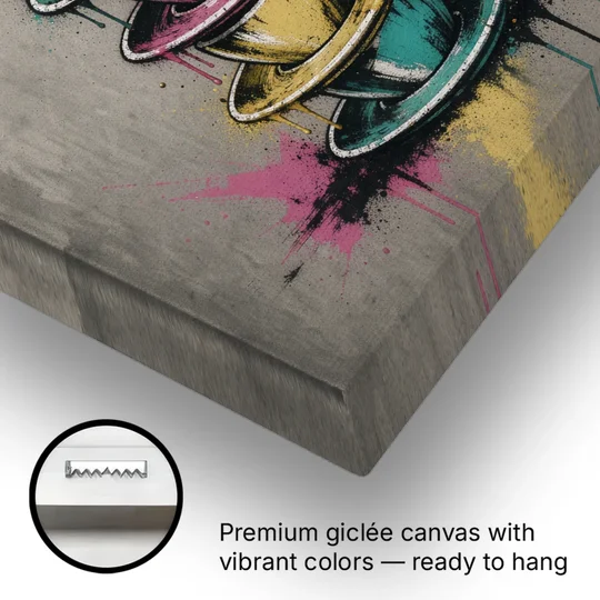 Street Art Espresso Cup Tower Splash - Canvas Wall Art - Gallery Wrap Corner
