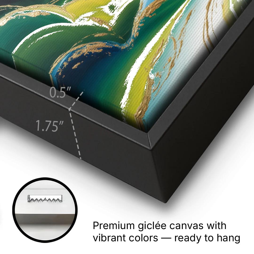 Ethereal Dreamscape Colorful Abstract - Black Framed Canvas Wall Art - Gallery Wrap Corner