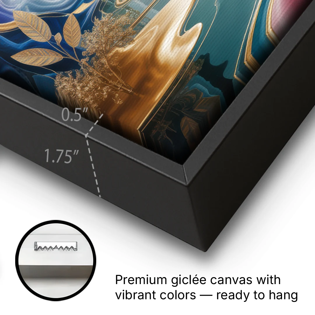 Ethereal Elegance Colorful Abstract - Black Framed Canvas Wall Art - Gallery Wrap Corner