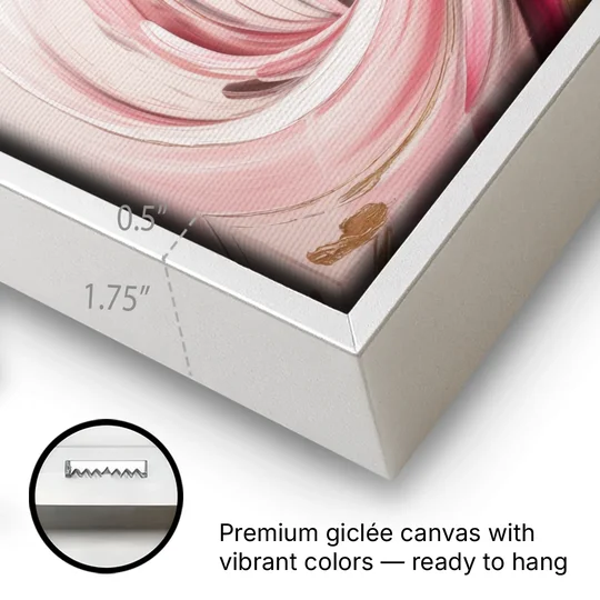 Ethereal Elegance Pink Abstract - White Framed Canvas Wall Art - Gallery Wrap Corner