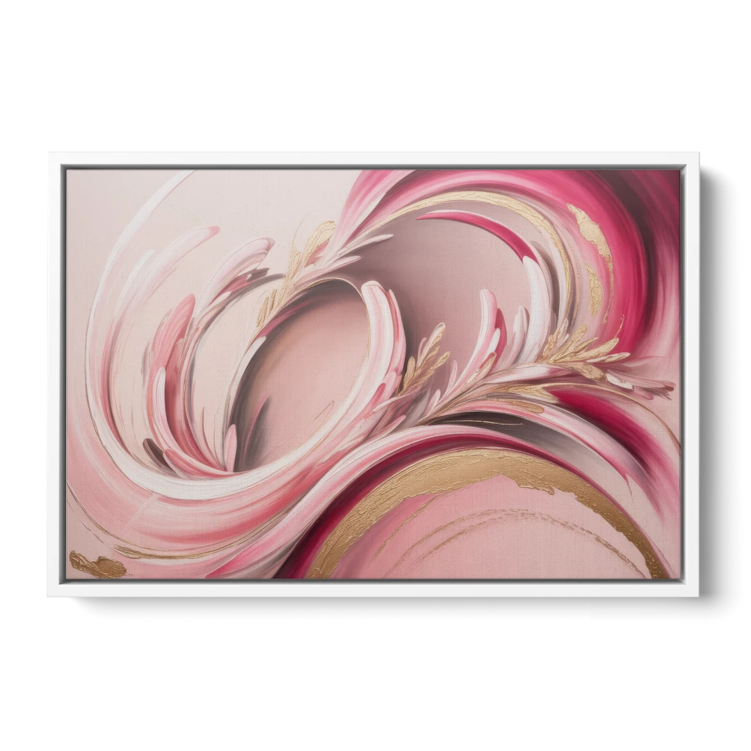 Ethereal Elegance Pink Abstract - White Framed Canvas Wall Art - Front