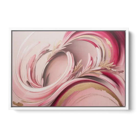 Ethereal Elegance Pink Abstract - White Framed Canvas Wall Art - Front