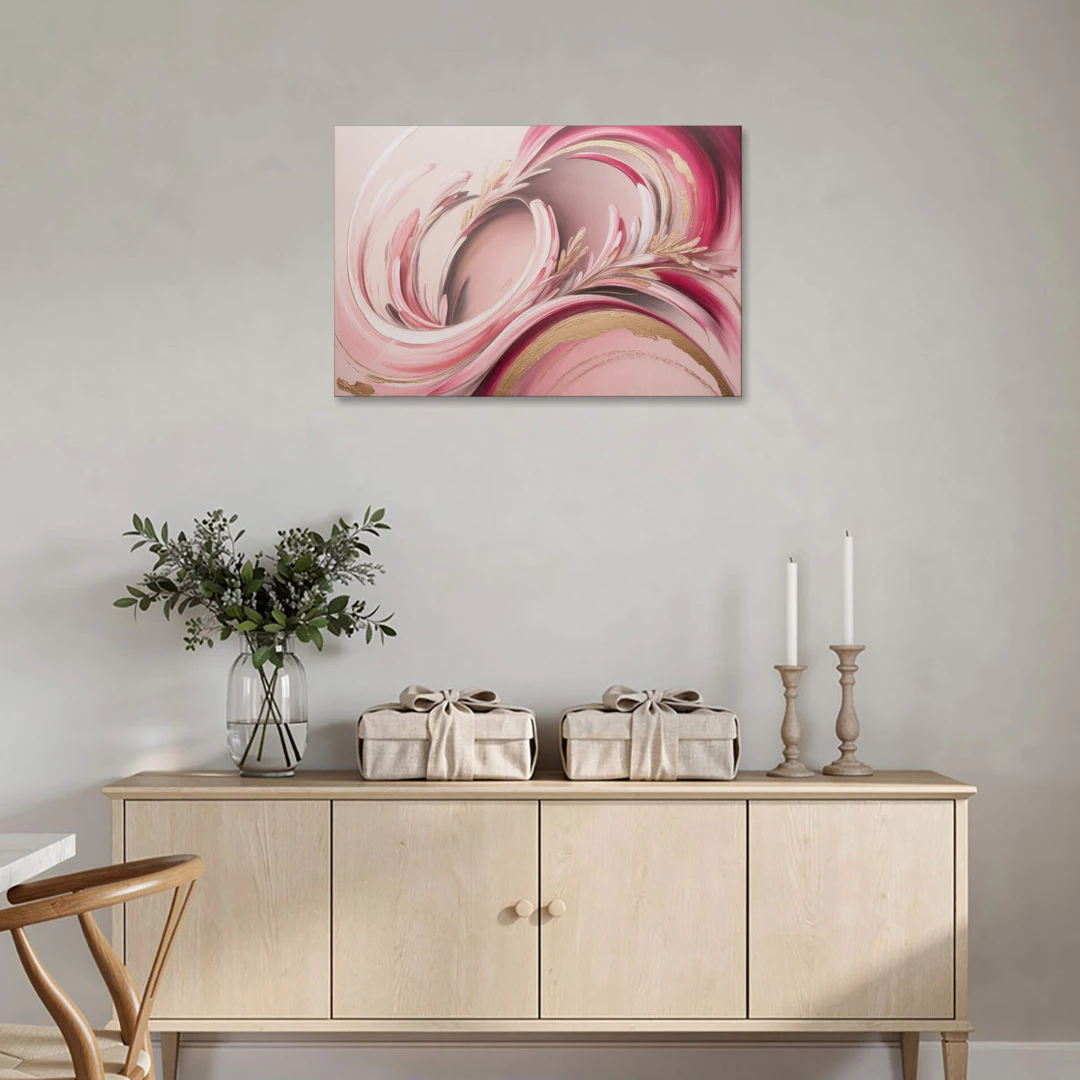Ethereal Elegance Pink Abstract - Canvas Wall Art - Coffee Table - 36x24