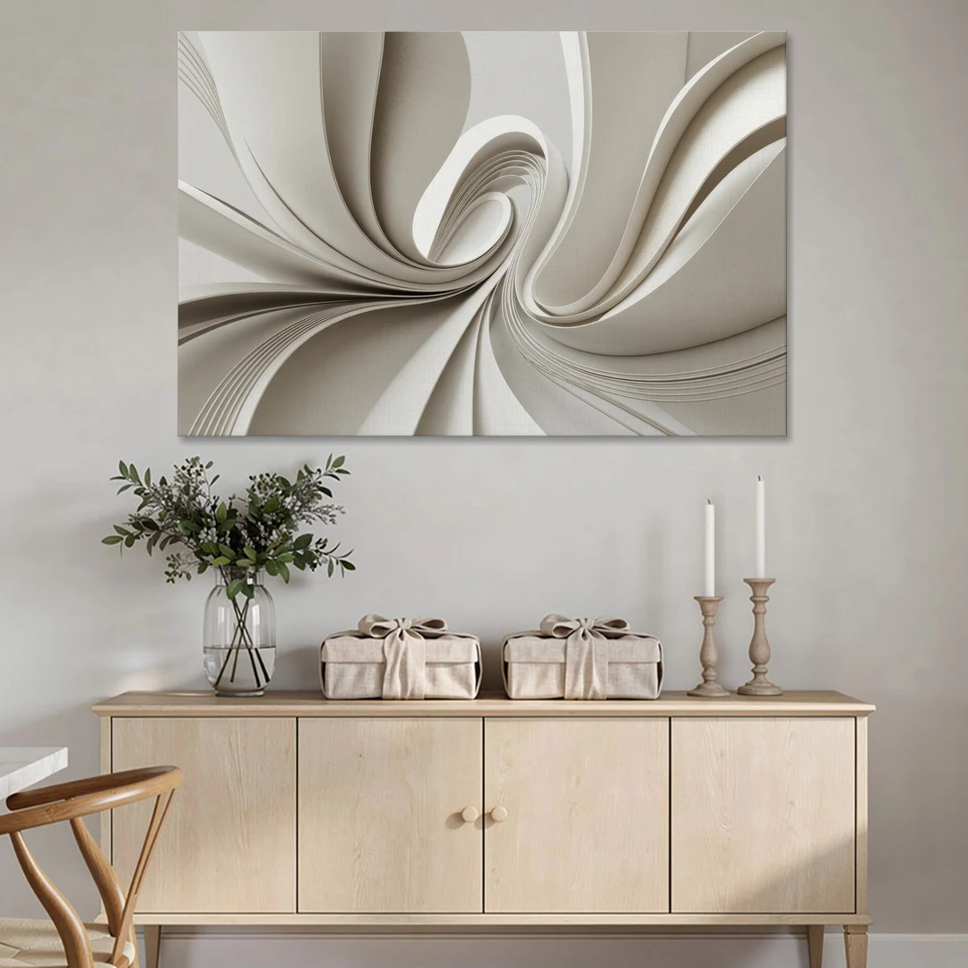 Ethereal Elegance White Abstract - Canvas Wall Art - Coffee Table - 60x40