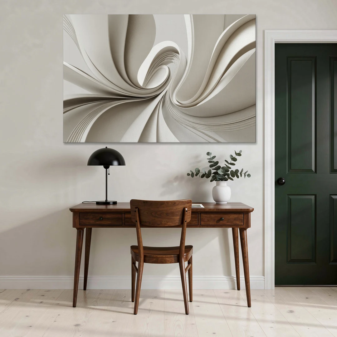 Ethereal Elegance White Abstract - Canvas Wall Art - Office - 60x40