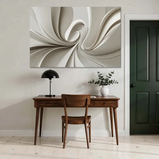 Ethereal Elegance White Abstract - Canvas Wall Art - Office - 60x40