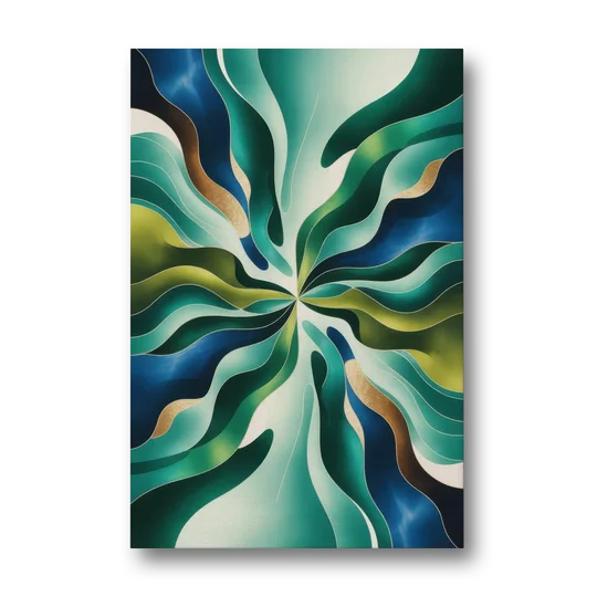 Ethereal Harmony Blue and Green Abstract - Canvas Wall Art - Front