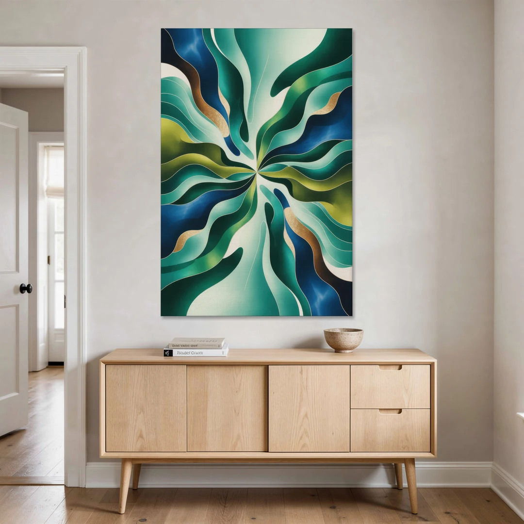 Ethereal Harmony Blue and Green Abstract - Canvas Wall Art - Coffee Table - 40x60