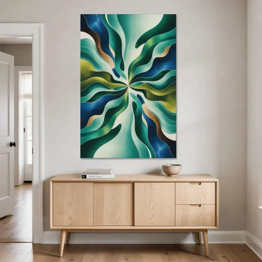 Ethereal Harmony Blue and Green Abstract - Canvas Wall Art - Coffee Table - 40x60