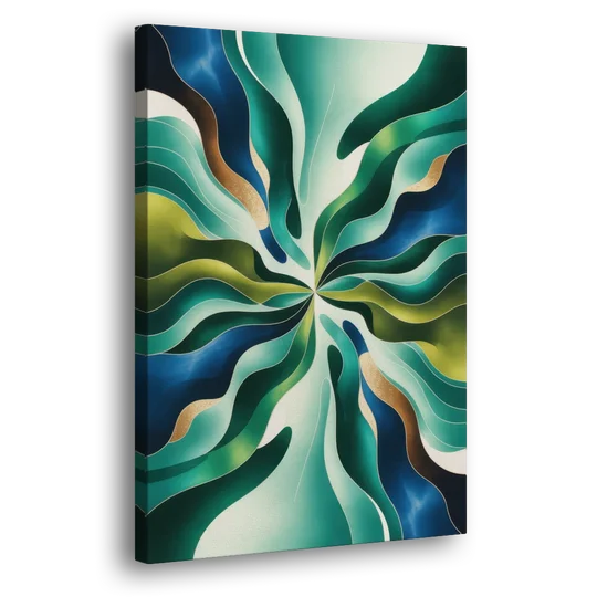 Ethereal Harmony Blue and Green Abstract - Canvas Wall Art - Side