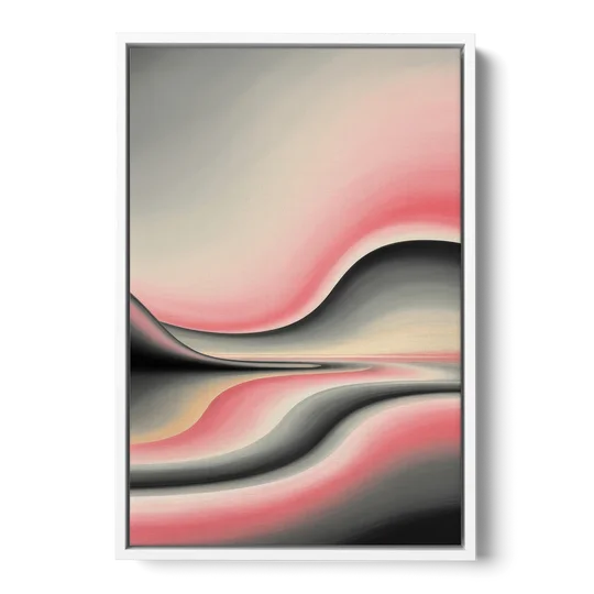 Ethereal Horizon Pink and Grey Abstract - White Framed Canvas Wall Art - Front