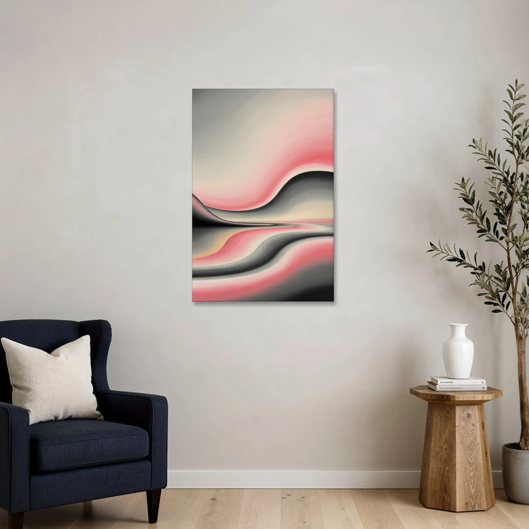 Ethereal Horizon Pink and Grey Abstract - Canvas Wall Art - Sofa - 24x36