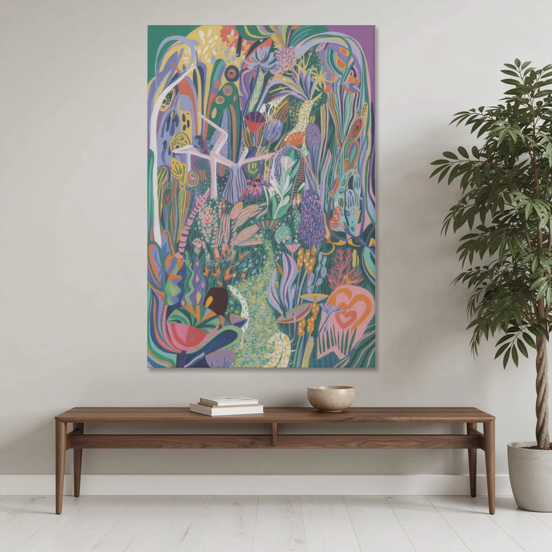Ethereal Jewel Garden Colorful Abstract - Canvas Wall Art - Coffee Table - 40x60