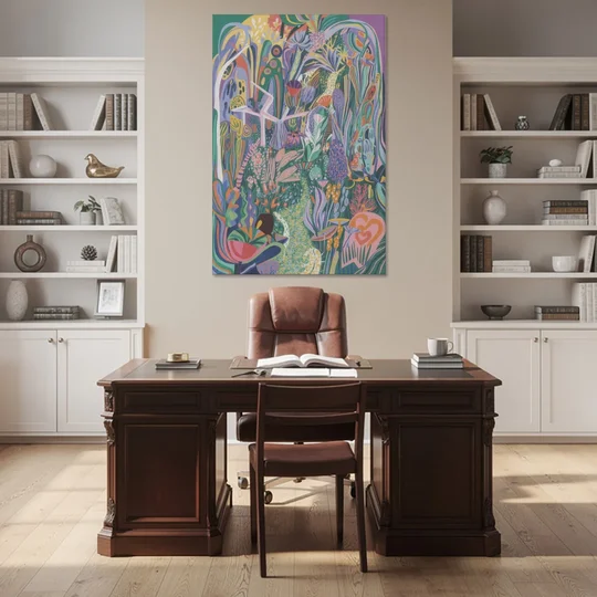 Ethereal Jewel Garden Colorful Abstract - Canvas Wall Art - Office - 40x60