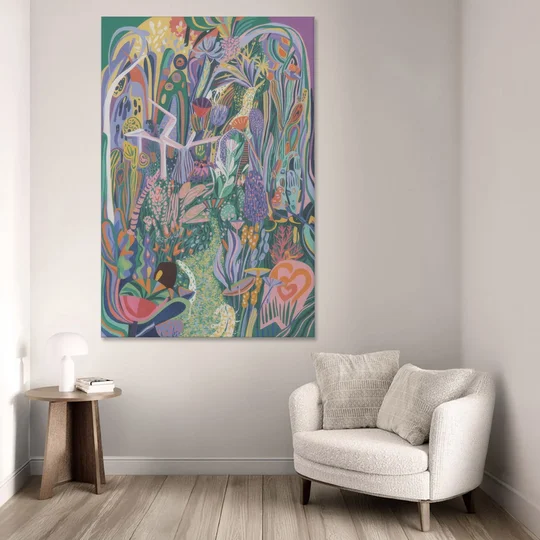Ethereal Jewel Garden Colorful Abstract - Canvas Wall Art - Sofa - 40x60