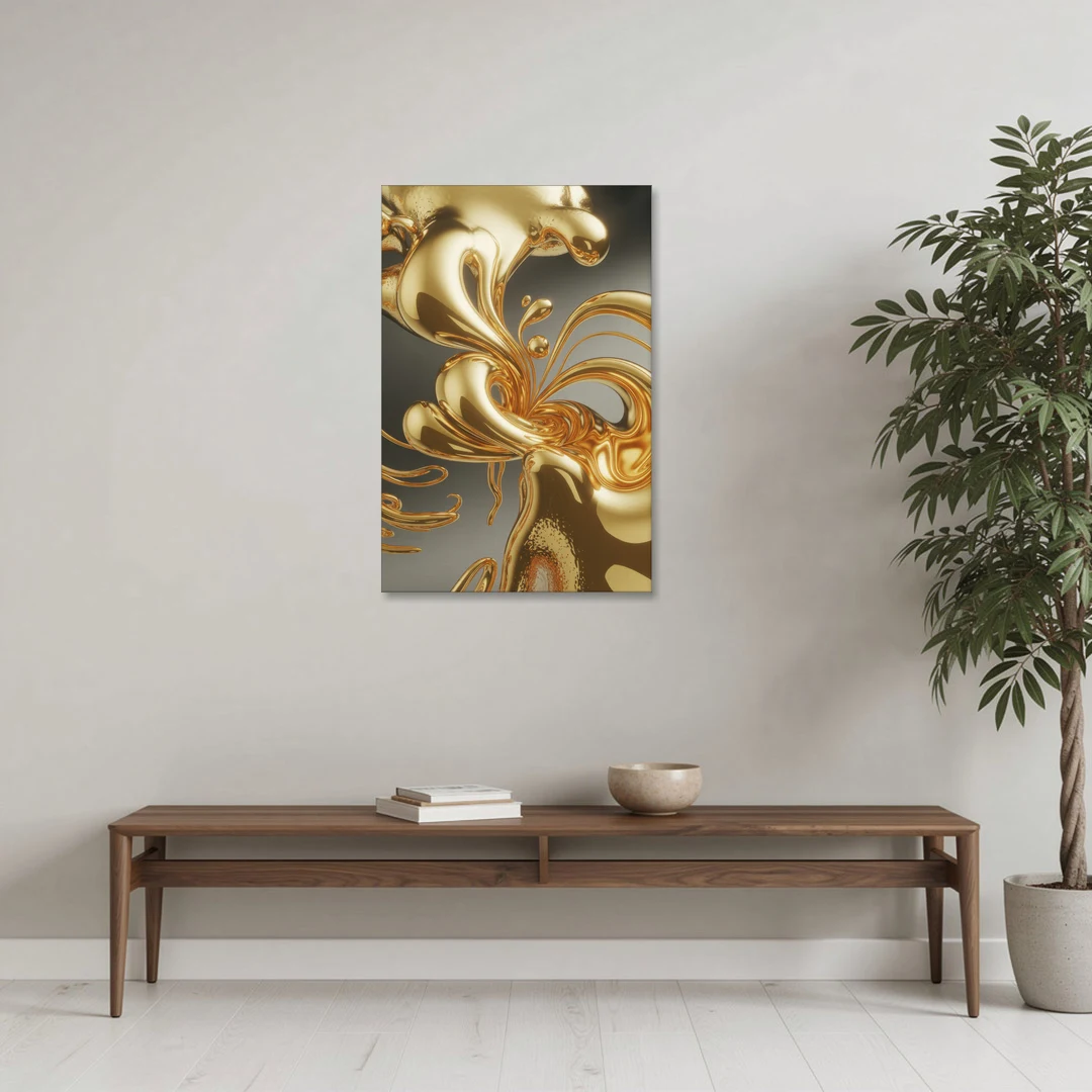 Ethereal Liquid Gold Abstract - Canvas Wall Art - Coffee Table - 24x36