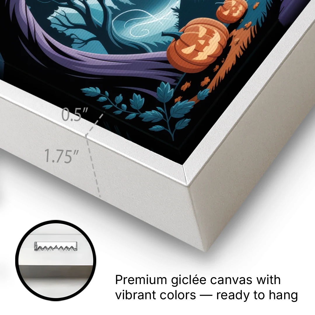 Ethereal Mansion Enchantment Halloween - White Framed Canvas Wall Art - Gallery Wrap Corner