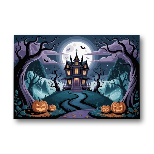 Ethereal Mansion Enchantment Halloween - Canvas Wall Art - Front