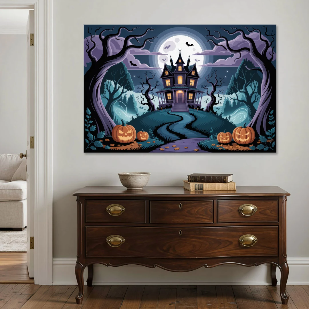 Ethereal Mansion Enchantment Halloween - Canvas Wall Art - Coffee Table - 60x40